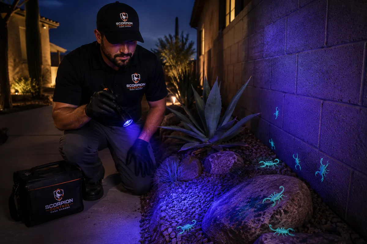 Technician inspecting home exterior